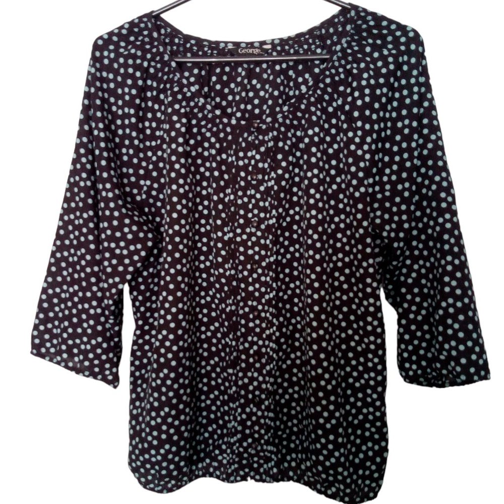 GEORGE Polka Dot Blouson sleeve Blouse Size L